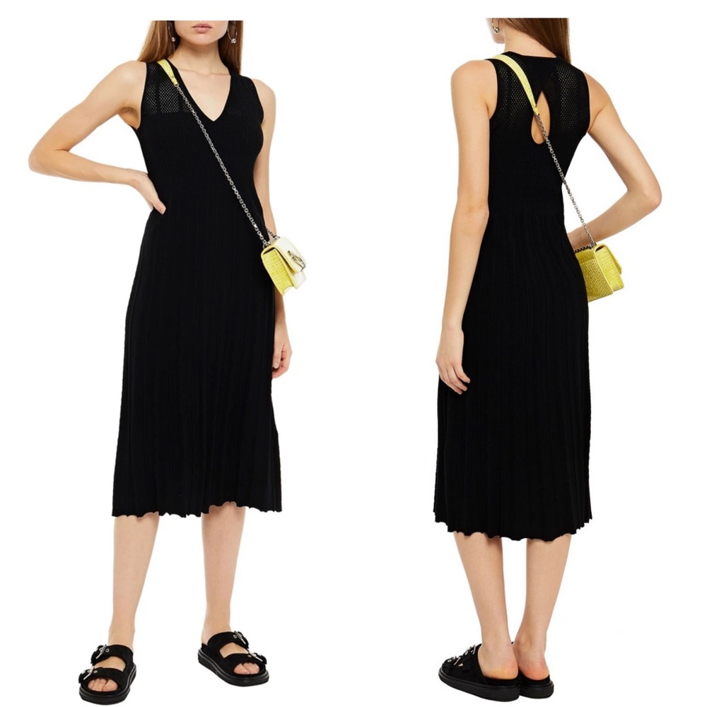 KENZO Pointelle knit-paneled ribbed-knit midi dress